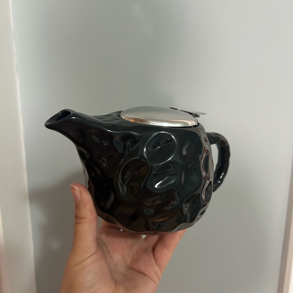 Hempstead Black Textured Stoneware Teapot with Infuser